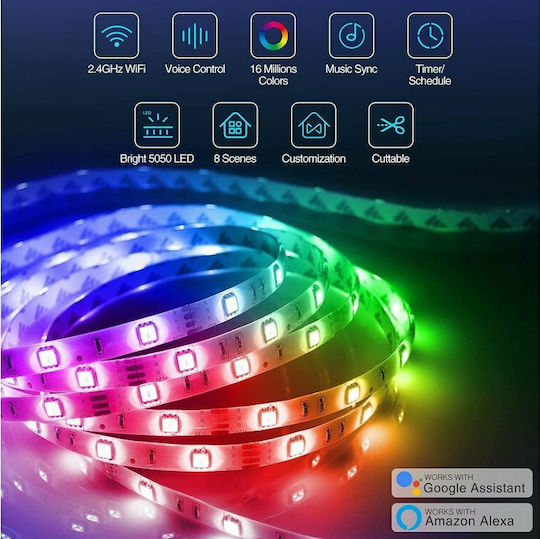 Gosund Inteligent Bandă LED NiteBird SL1 Wi-Fi Pentru televizor 12V RGB Lumină 2.8m Tip SMD5050 cu Controler WiFi