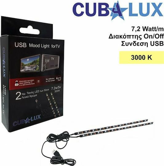 Cubalux Ταινία LED Τηλεόρασης USB 5V RGB Φως 1m Τύπου SMD2835 με Τροφοδοτικό & Τηλεχειριστήριο