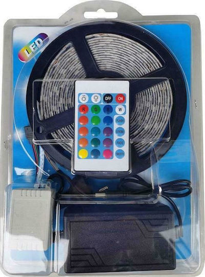Αδιάβροχη Ταινία LED 12V RGB Φως 5m Τύπου SMD5050 με Τροφοδοτικό & Τηλεχειριστήριο