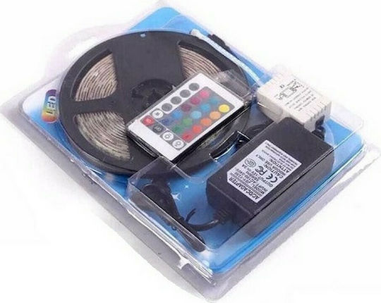 Αδιάβροχη Ταινία LED 12V RGB Φως 5m Τύπου SMD5050 με Τροφοδοτικό & Τηλεχειριστήριο