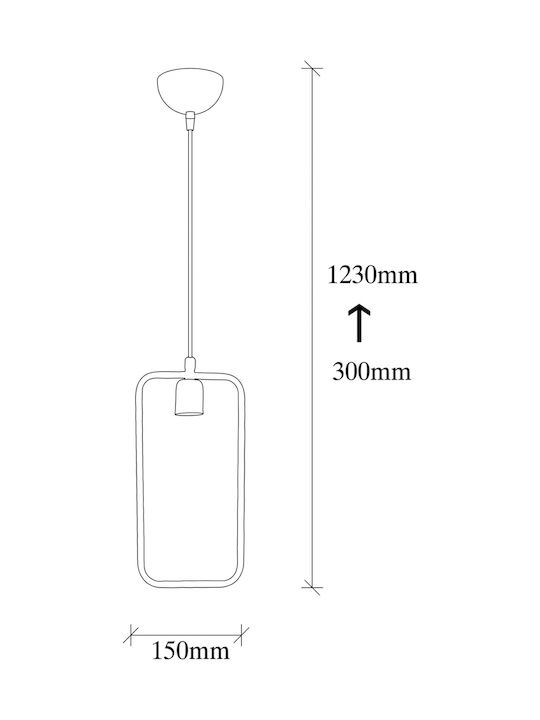HomeMarkt Κρεμαστό Φωτιστικό Μαύρο με Ντουί E27 15x123εκ.