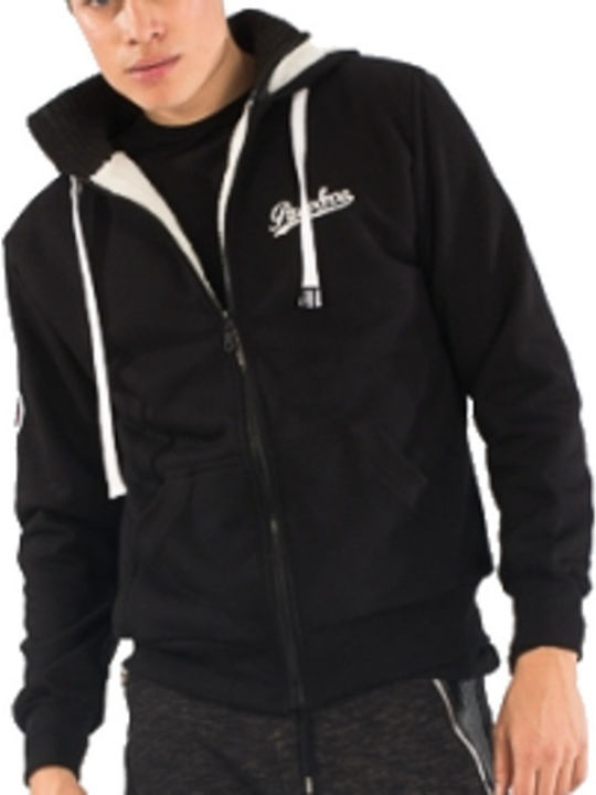 Paco & Co 8285 Men's Sweatshirt Jacket with Hood and Pockets Black