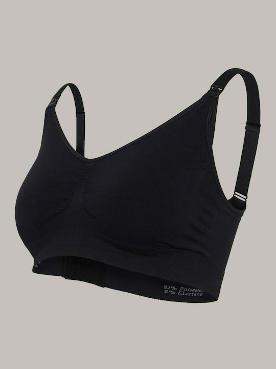Carriwell Seamless Nursing Bra Maternity & Nursing Sports Bra with Clips Black