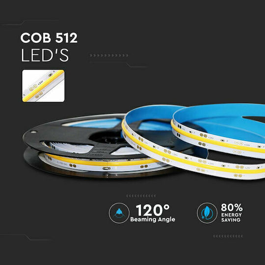 V-TAC LED Strip 24V Natural White Light 5m Type COB