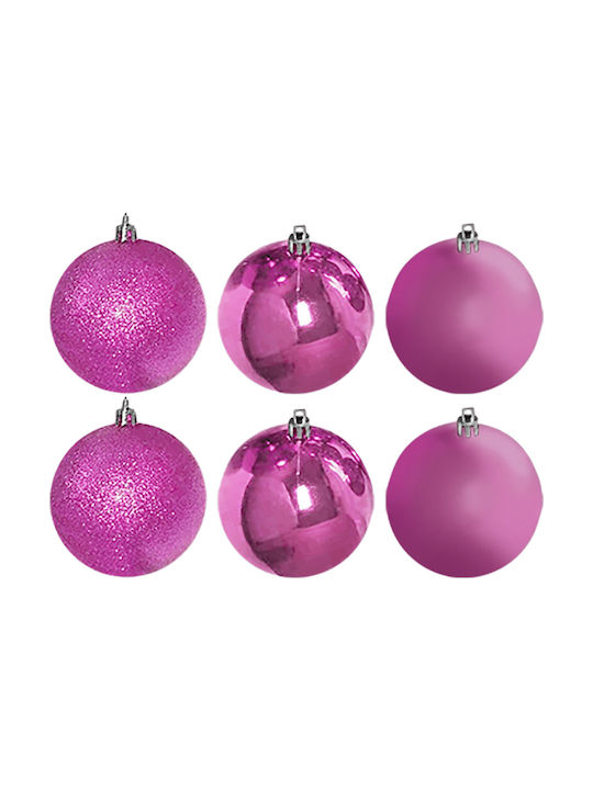 XMASfest Weihnachtshänger Kugel Ornament Plastik Rosa 6cm Set 6Stück