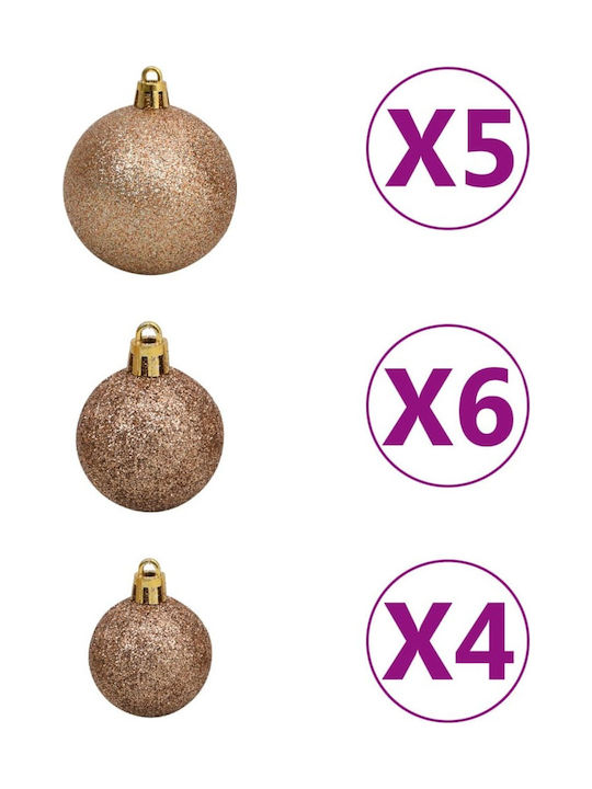 vidaXL Christmas Set Illuminated Ornaments Rose Gold 61pcs