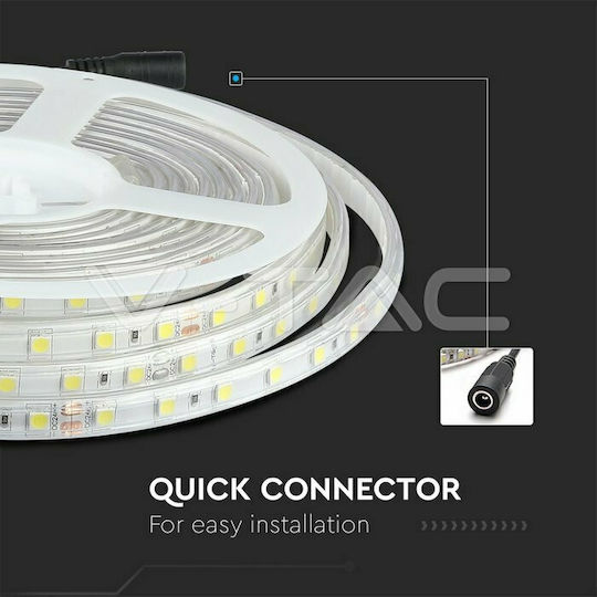 V-TAC Rezistent la apă Bandă LED 24V Alb Cald Lumină 5m Tip SMD5050