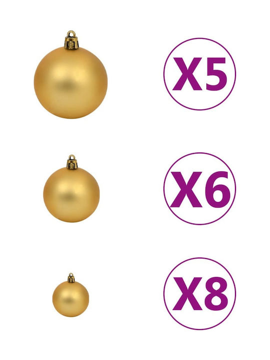 vidaXL Christmas Set Illuminated Ornaments Gold 61pcs