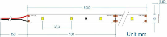 Cubalux Αδιάβροχη Ταινία LED 12V Ψυχρό Λευκό Φως 5m Τύπου SMD2835