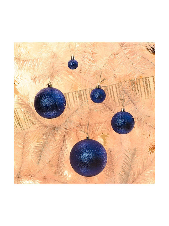 Fun World Christmas Plastic Ball Ornament Blue 8x8cm 6pcs