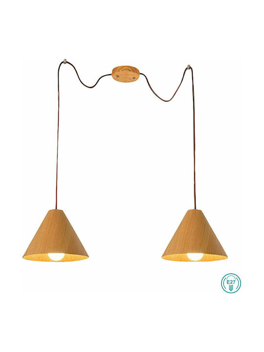 Fabas Luce Esino Pendant Light Two-Light Bell for Socket E27 Beige