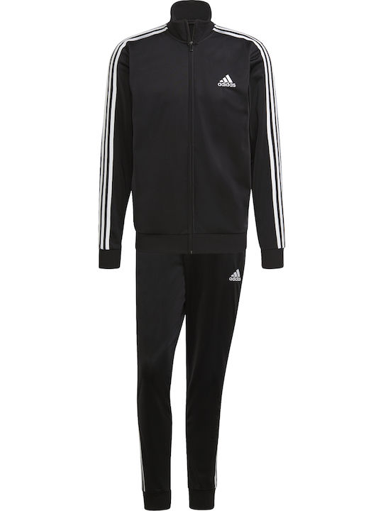 Primegreen Essentials 3-Stripes Σετ Φόρμας Γυαλιστερό με Λάστιχο Μαύρο