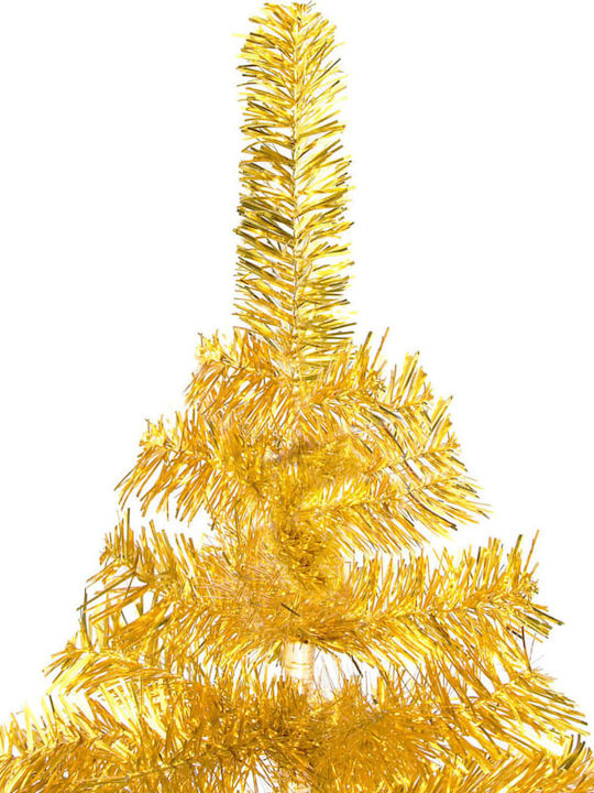 Decorated Christmas Gold Tree with Metallic Base and LED Lighting H240cm