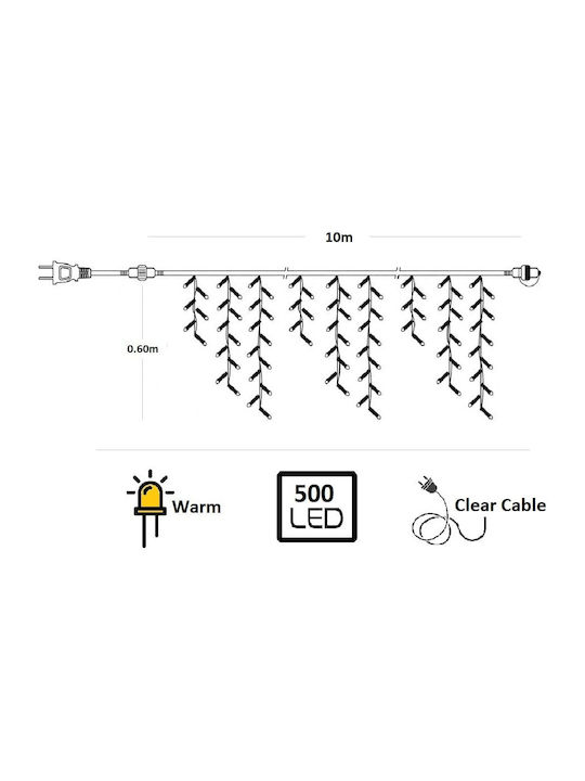 500 Λαμπάκια LED 10μ. x 60εκ. Θερμό Λευκό τύπου Βροχή