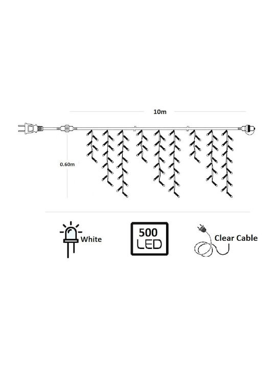 500 Lights LED 10m. x 60cm Cold White type Rain 1pcs