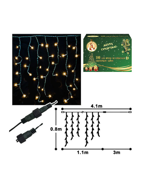 100 Lichterketten LED 1.1m. x 80cm Kaltes Weiß Typ Regen 1Stück (Transformator nicht enthalten)