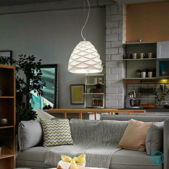 Fabas Luce Duchessa Pendant Light White Bell with Socket E27 20cm