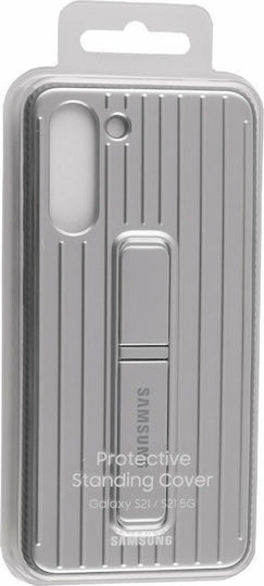 Samsung Schützende Stand Umschlag Rückseite Silikon Silber (Galaxy S21 5G)
