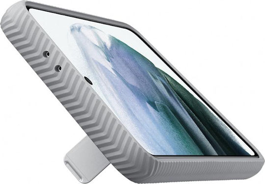 Samsung Schützende Stand Umschlag Rückseite Silikon Silber (Galaxy S21 5G)