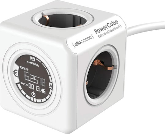 Allocacoc Extended Monitor PowerCube 4 Позиции с Превключвател и Кабел 1.5м Сив