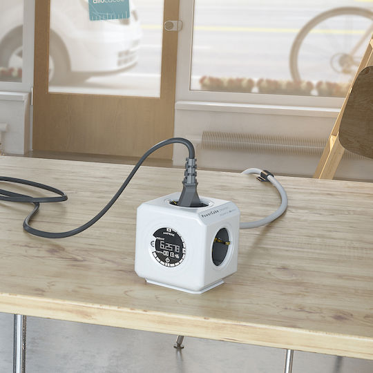 Allocacoc Extended Monitor PowerCube 4 Позиции с Превключвател и Кабел 1.5м Сив