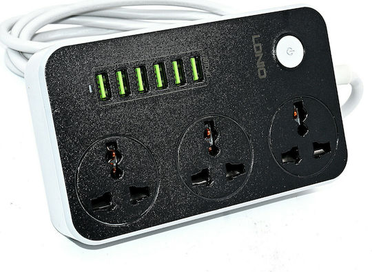 Ldnio Πολύπριζο 3 Θέσεων με 6 USB-A, Διακόπτη και Καλώδιο 2m