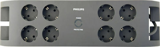 Philips Power Strip with Surge Protection 8 Positions with Switch and Cable 2m Gray