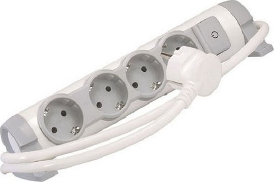 Legrand Comfort Steckdosenleiste 4 Steckdosen mit Schalter und Kabel 1,5 m Grau