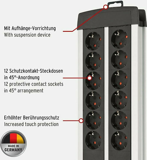 Brennenstuhl Power Strip 12 Positions with Switch and Cable 3m