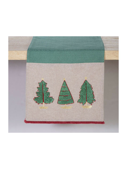 Nef-Nef Homeware Spirit Weihnachtlich Tischtuch Läufer Stoff Grün L150xB33cm.