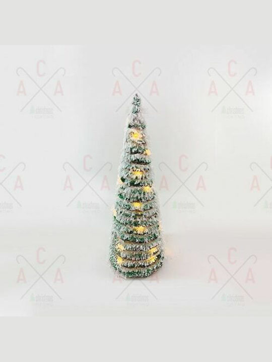 Beleuchtet Weihnachtsdekoration Schneebedeckt Baum Kegel 50cm Batterie Grün
