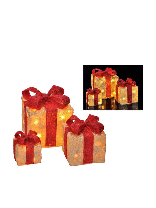 vidaXL Christmas Metal Illuminated Κουτί Figure Gold Battery 3pcs