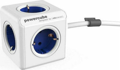 Allocacoc Power Cube PowerCube 5 Θέσεων με USB-A και Καλώδιο 1.5m Μπλε