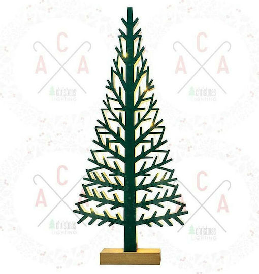 Christmas Decorative Illuminated Wood Tree 47cm IP20 Battery Green