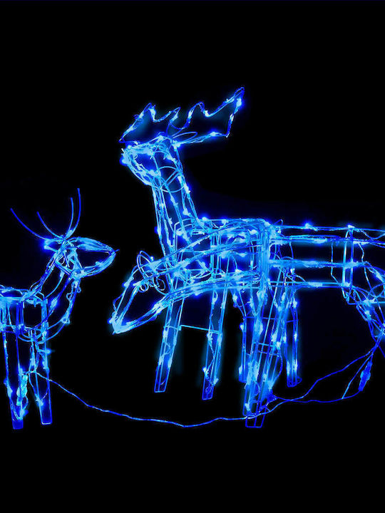 vidaXL Christmas Plastic Illuminated Reindeer Figure Blue Electric with Light Tube 3pcs