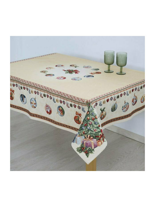 Dimeco 8928 Christmas Tablecloth Runner Fabric Beige L220xW140cm 1pcs