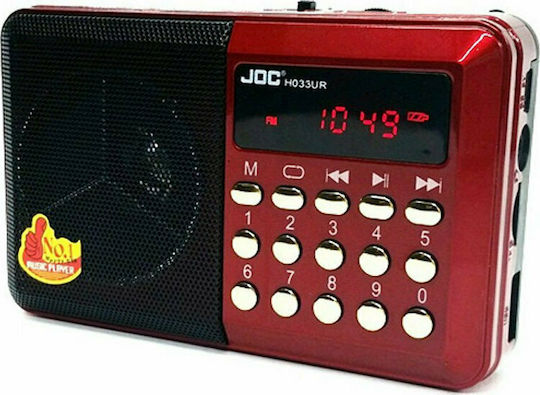 Joc H011UR Ραδιοφωνάκι Επαναφορτιζόμενο με USB Κόκκινο