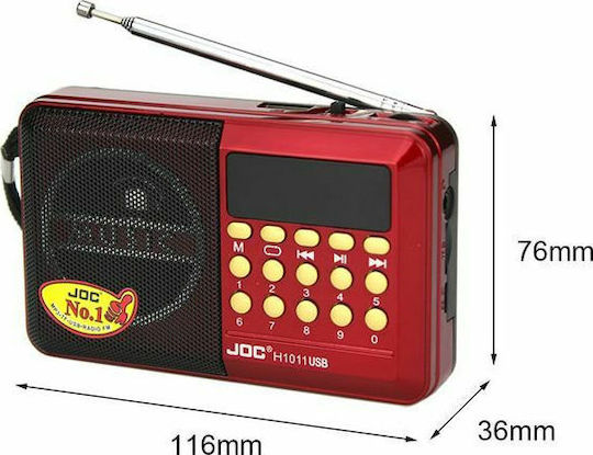 Joc H011UR Ραδιοφωνάκι Επαναφορτιζόμενο με USB Κόκκινο