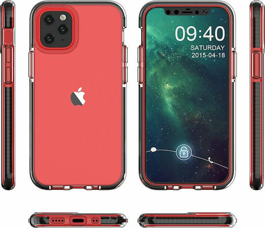 Hurtel Spring Back Cover Σιλικόνης 1mm Σετ με Τζαμάκι Μαύρο (iPhone 12 / 12 Pro)