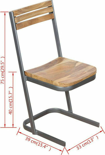 Καρέκλες Κουζίνας Ξύλινες Teak 2τμχ 33x39x75εκ.