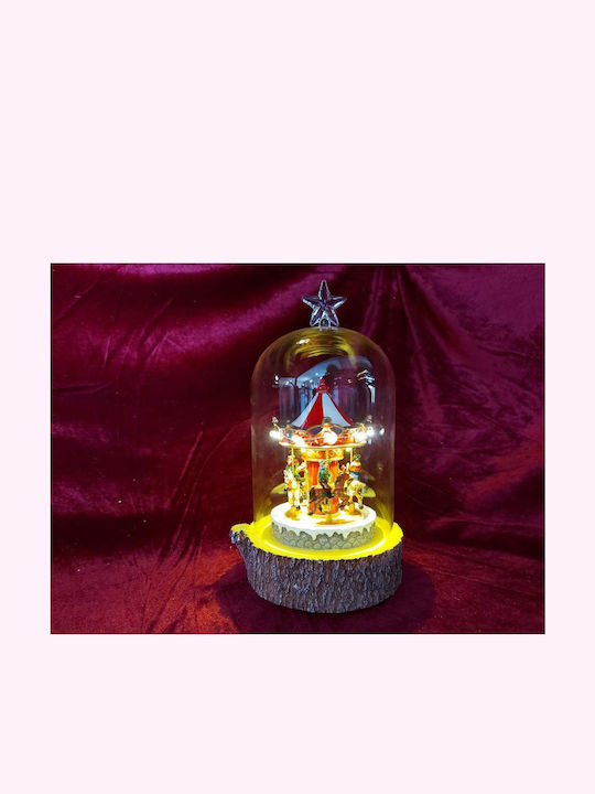 Iliadis Christmas Illuminated Decorative Carousel Red with Battery with Music and Movement 25x12x12cm.