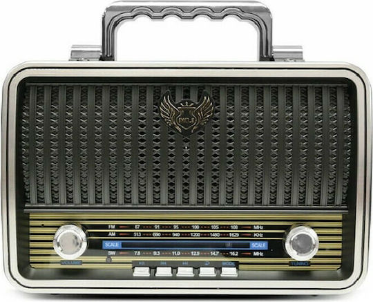 KEMAI MD-1909BT Retro Tabletop Radio Rechargeable with Bluetooth and USB Black