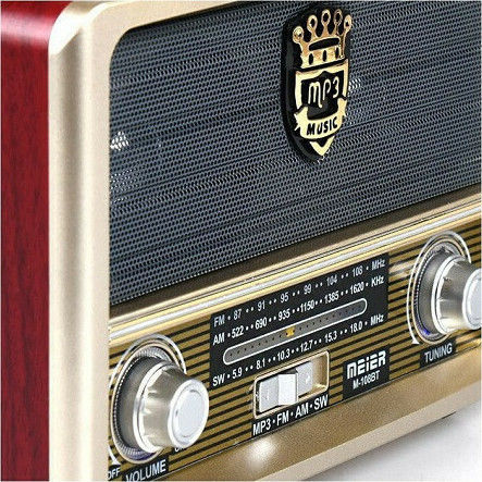 Meier M-108BT Retro Επιτραπέζιο Ραδιόφωνο Επαναφορτιζόμενο με USB Red/Beige