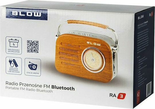 Blow 3RA1 Φορητό Ραδιόφωνο Επαναφορτιζόμενο με Bluetooth και USB Καφέ