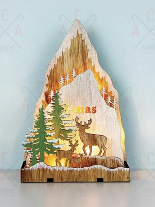 Aca Christma Lighted Decorative Wooden Decorative Scenery Battery 21.5x14.3x5.5cm