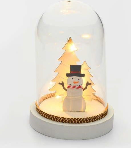Crăciun Iluminată Ornamental Borcan cu Om de Zăpadă Baterie 12x12x18cm 1buc Plastic 12x18cm - Plastic 12x18cm