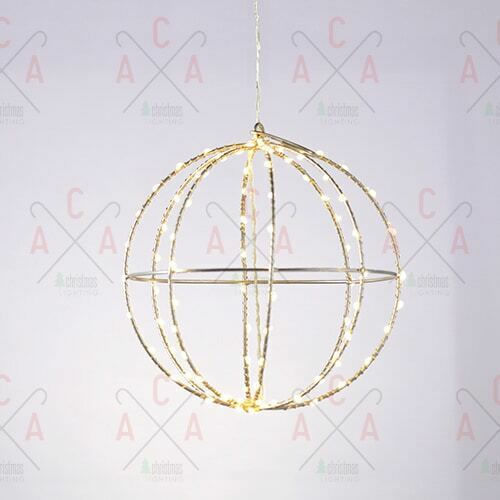 Aca Illuminated Christmas Metal Figure Ball Silver 40x40x40cm