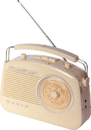 Madison MAD-VR60 Retro Επιτραπέζιο Ραδιόφωνο Μπαταρίας με Bluetooth Μπεζ