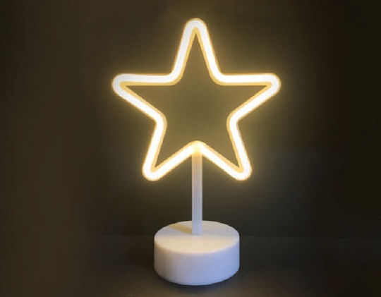 Aca Plastic Illuminated Christmas Decorative Desktop Star 19x10x28.5cm White