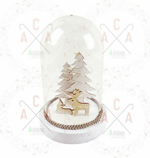 Christmas Illuminated Decorative Jar with Reindeer 12x12x18cm Plastic 12x18cm